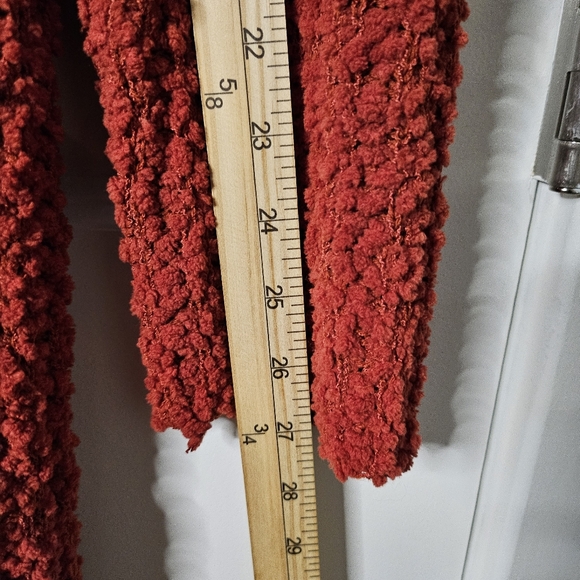 Pink Rose Cozy Popcorn Knit Open Front Long Soft Cardigan Sweater XL Pockets - Picture 9 of 10